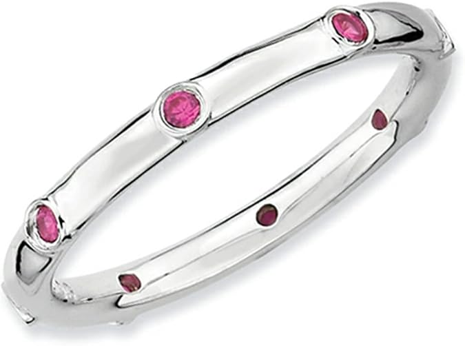 Sterling Silver Created Ruby Stackable Ring