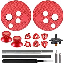 VRbrother Metal Left and Right Controller Replacement Keyboard, Mushroom Caps, ABXY Buttons Return Key Function Key, Analog Joystick Replacement (1pcs) for Meta Oculus Quest 2 Accessories (Red)