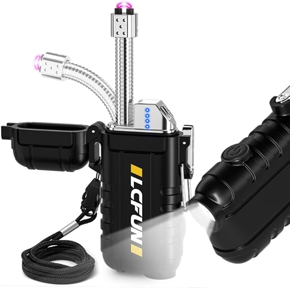 Electric Lighter USB Rechargeable Plasma Arc Lighter with Flashlight