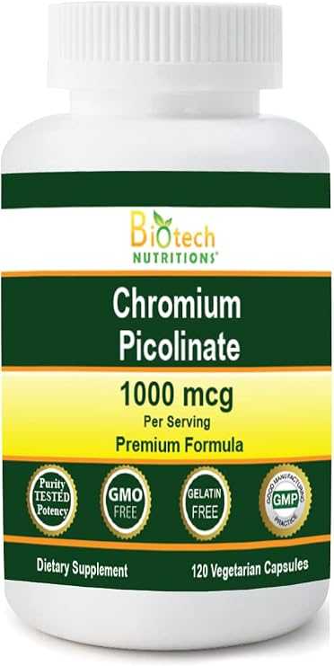 Chromium Picolinate 1000 MCG Serving 120 Vegetable Capsules