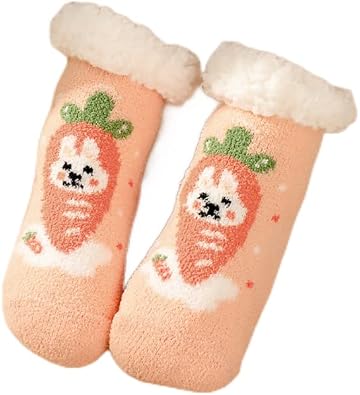 Fuzzy Slipper Socks for Kids Girls Women with Grippers Non Slip,Kids Warm Fuzzy Christmas Slipper Socks