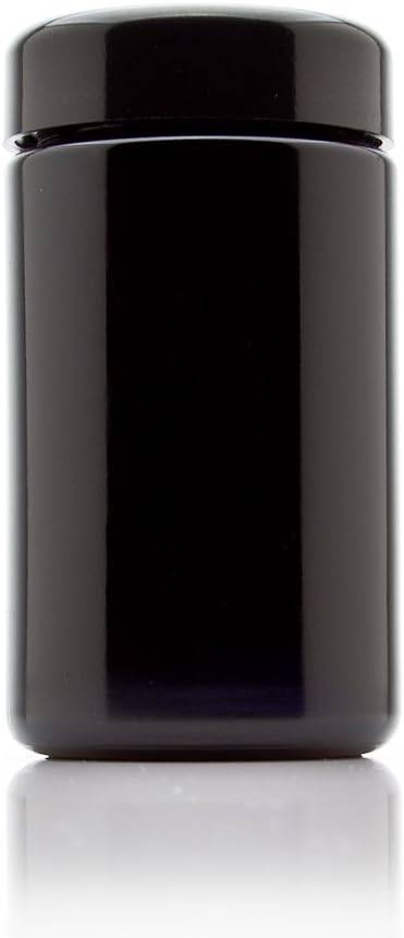 Infinity Jars Tall Screw Top Jar 200 ml, UV Black Glass Smell-Proof, 3 Pack | Airtight, 6.7 fl oz refillable containers for coffee, tea, dried goods, long-term kitchen storage, 4.44 x 2.36 in,