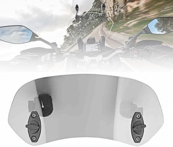 EVGATSAUTO Motorcycle Windscreen Extension, Adjustable Clip-on Wind Deflector, Tawny