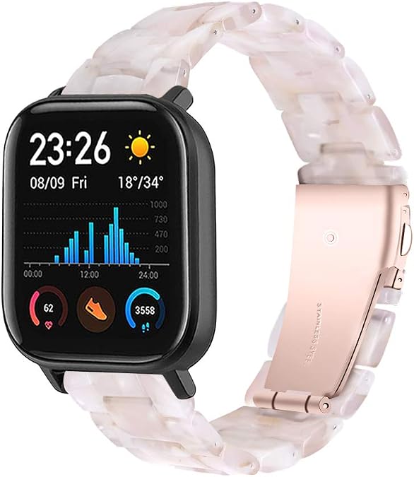 FitTurn Resin Bracelet Compatible with Skeiwatch C30/S55/S50,for Hero Band III,for FITVII H86,for Donerton, for Misfit Vapor,for Popglory, for KALINCO,for CanMixs P22, for AGPTEK LW31 Band for Women Replacement Bracelet Strap Metal Stainless Steel Buckle