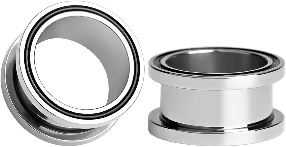KUBOOZ Ear Plug Tunnel Gauge Stretcher Piercing Simple Stainless Steel Screw.
