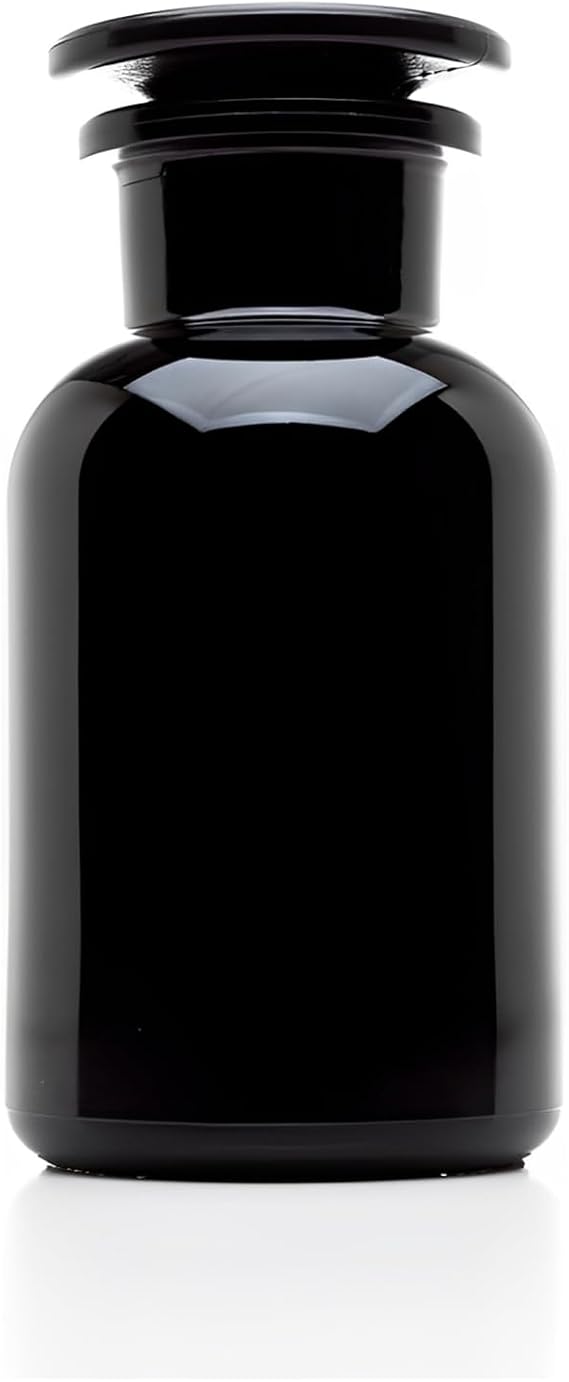 Infinity Jars 250 ML (8.4 Fl oz) Black Ultraviolet Blocking Glass Apothecary Jar Airtight SmellProof Refillable Container for Herbs, Spices, Tea & Essential Oils