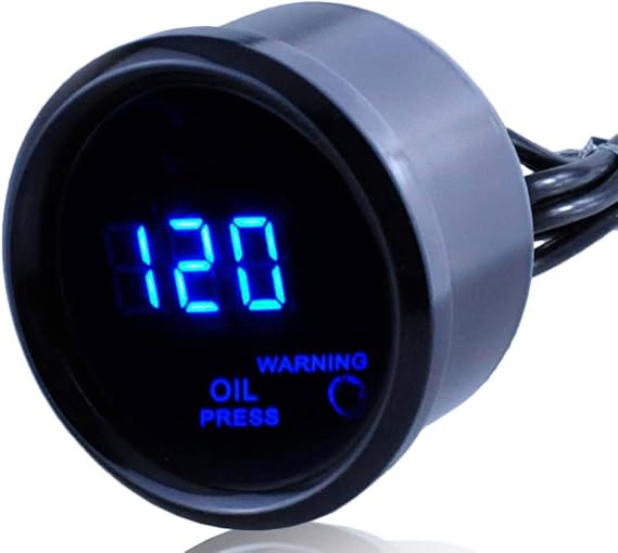 2'' 52mm Oil Pressure Gauge, 0-120PSI Digital Oil Pressure Gaugefor Car Vehicle Automotive,Digital Blue LED Sensor(Oil Press Gauge, Black)