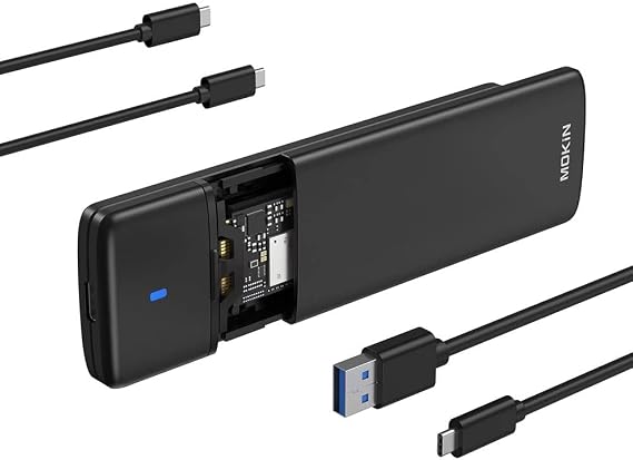 MOKiN 10Gbps M.2 NVMe SATA SSD Enclosure Reader, Tool-Free Case | NVMe PCIe SSD to USB C Adapter Reader with aluminum shell supports M-Key/B+M Key SSD 2230/2242/2260/2280