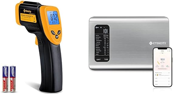 Etekcity Infrared Thermometer 774 and Smart Nutrition Scale, Digital for Cooking Baking Grilling, Track Calories Protein 19 Nutrients