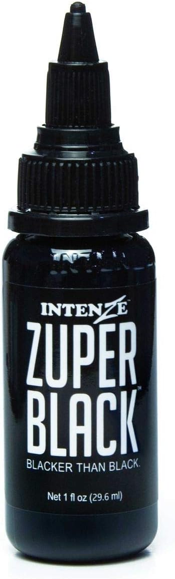 INTENZE Tattoo Ink ZUPER Black 1 Ounce Premium Black Ink - Best Tattoo Ink in Your Tattoo Supplies. Sterilized and Original from Manufacturer Unmatched in Ink Quality.