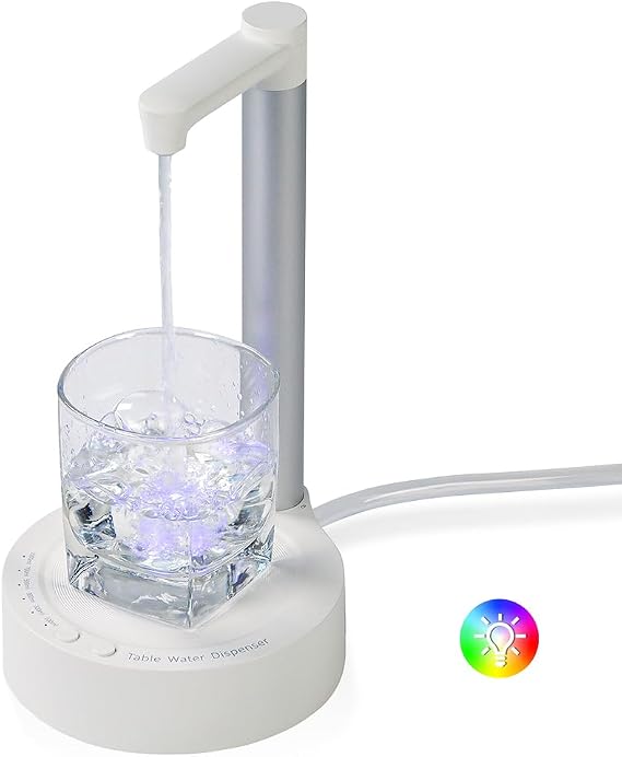 Slthe Masaüstü Su Şişesi Dispenseri, Yeni yükseltme RGB Ortam Işığı, Başucu Su Sebili, Taşınabilir 5 Galon Su Sebili, 7 Seviyeli Pompalama ve Ortam Işığı, Ev, Ofis, Dış Mekan için Uygun