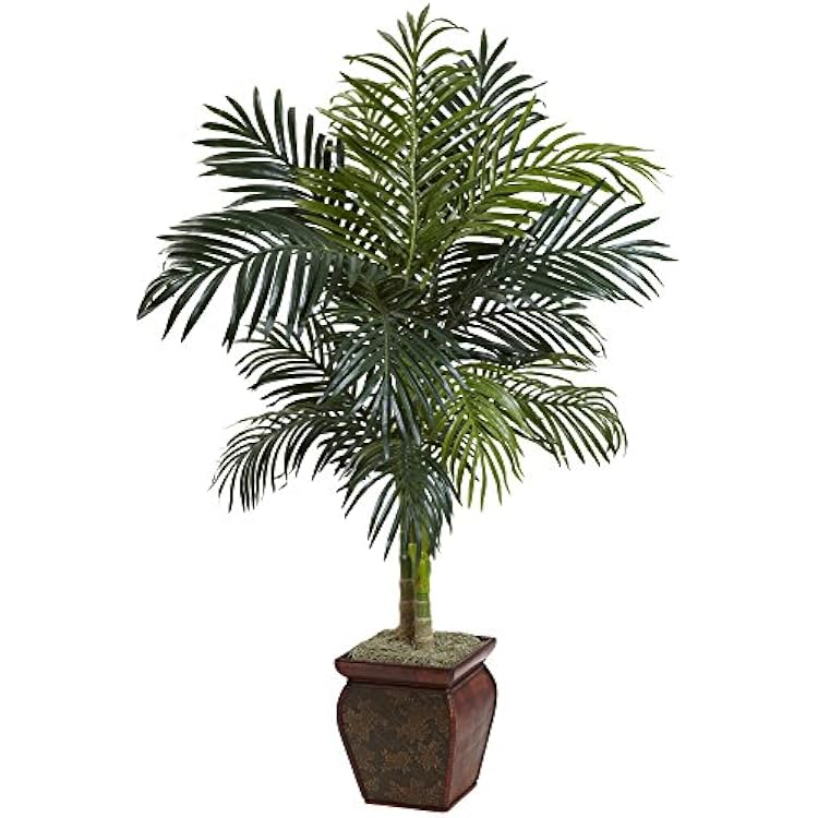 Nearly Natural 4.5ft. Golden Cane Palm with Decorative Container