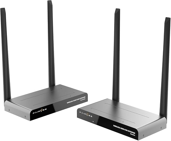 Wireless HDMI, Plug & Play Wireless Hdmi Transmitter and Receiver Kit, KVM and IR Remote, HDMI Loop Out, Wireless Extender Live Streaming 1080P Video & Audio to TV/Projector/Monitor, 656FT