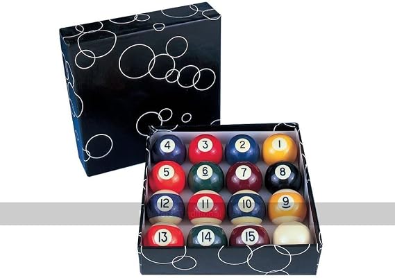 Peradon Spots and Stripes Pool Balls - 2 and 1/4 inch - Engraved, Grade A Polyester
