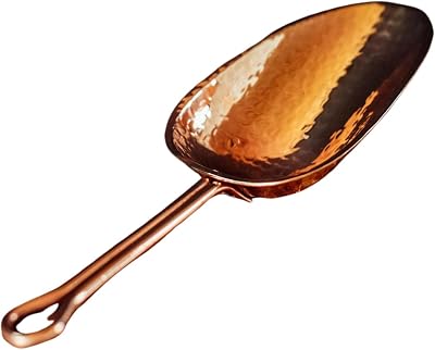 Sertodo Copper Scoop for Ice and Dry goods | Pure Copper, Heavy Gauge, Hand Hammered | Copper Handle | 0.5 Cup  4 oz Capacity