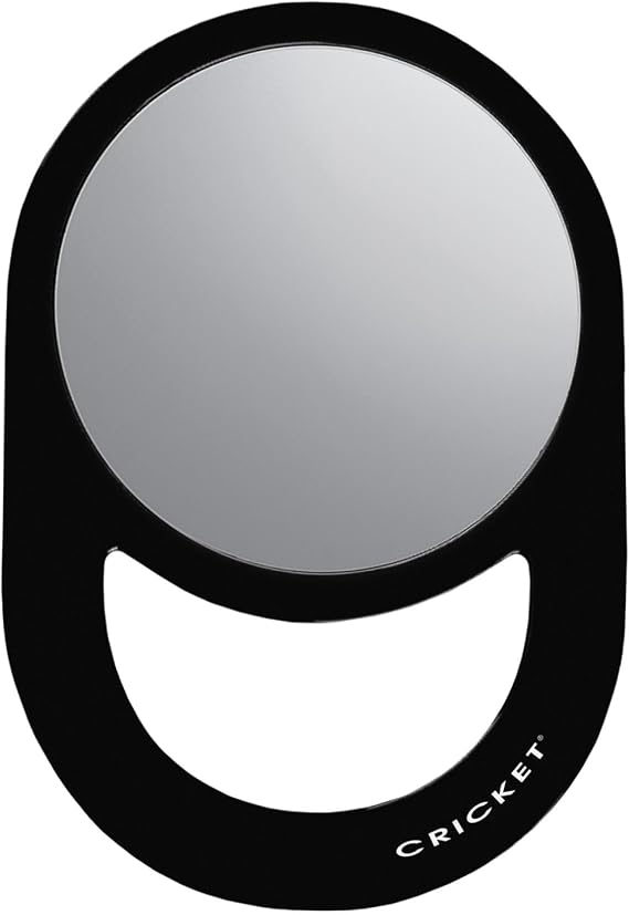 Cricket Oval Styling Hand Mirror, Black, 6.75" x 6.75" | Lightweight, Ergonomic Handle, Clear Reflection, Barber Salon and Hair Stylist Tool