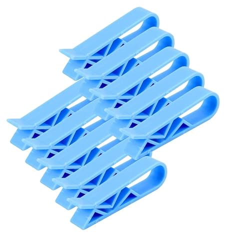 10Pcs Blue Plastic Kitchen Garbage Bin Clip,Set of Bag Clips Anti-Slip Fixation Clamp for Trash Cans and Garbage Bins Janitorial Sanitation Supplies