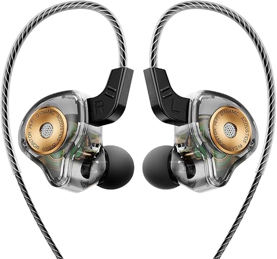 Wired Gaming Earbuds with Microphone, in-Ear Monitor Headphones High Sound Quality Earphones for iPhone, Laptop, MP3, Android Smartphones, Fits All 3.5mm Jack Device-Black