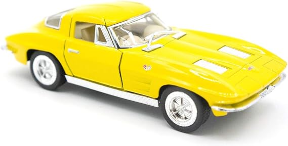 KiNSMART - 1963 Chevy Corvette Stingray 1:36 Scale 5" Die Cast Metal Model Toy Classic Toy Car (Yellow)