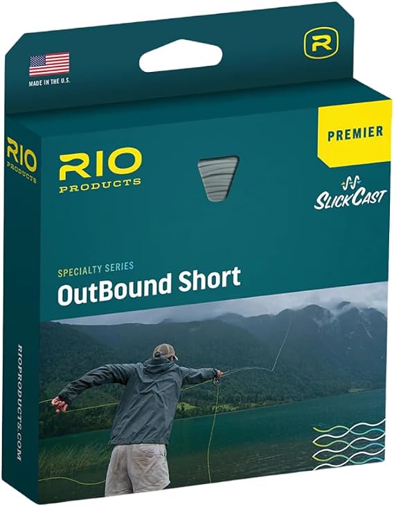 RIO PRODUCTS Premier Outbound Short Fly Fishing Line, Exceptionally Powerful, Easy to Cast Big Flies for Maximum Distance, Ultra-Slick Performance, Clear/Moss/Ivory, 100ft, WF5F