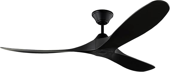 Generation Lighting 3MGMR60MBK-V2 Maverick Coastal Ceiling Fan with Remote Control, Wet Rated Indoor Outdoor Fan, High CFM with 3 Blades, 6 Speeds (Midnight Black with Midnight Black Blades, 60-Inch)