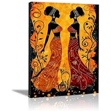 QFKJDML African American Women Wall Art Posters Black Girl Queen Pictures Paintings Prints Wall Decor,Modern Artwork for Living Room Bedroom(orange)-50x70cm(20x28in) Framed