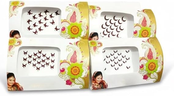 KULIA Designer Velvet Bindi Combo of 4 Pack Women Tikka Wedding Bindi Bridal Collection Round Stickers Maroon Dots Self-Adhesive Mix Size Forehead Bindi Fashion Jewelry