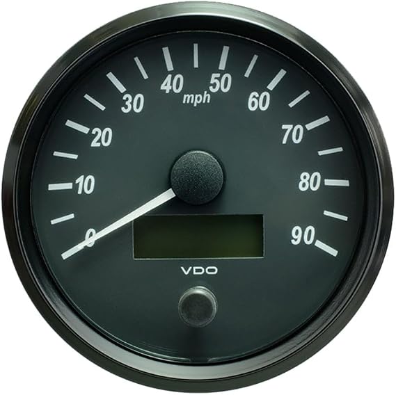 VDO SingleViu Speedometer Gauge, 90 MPH, 4 in., 12-24V, RGB LED Illumination, with Wire Harness