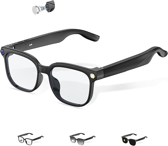 AI Smart Glasses, Bluetooth Glasses for Men, Women,8MP Camera, Real-time ChatGPT, AI Photo Recognition and Translation,Photochromic Transition Lenses, WiFi Transfer, for Life, Work and Travel