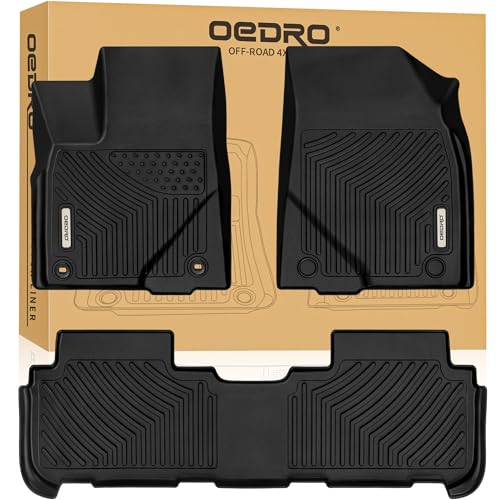 OEDRO Floor Mats Fit for 2014-2019 Toyota Highlander, Unique Black TPE All-Weather Guard Includes 1st and 2nd Row: Front, Rear, Full Set Liners