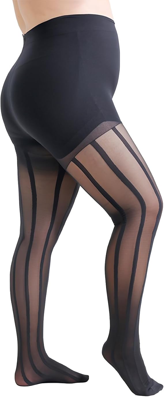 Plus Size Sheer Plus Size Tights for Women, 20D Black Sheer Ultra Thin High Waist Pantyhose