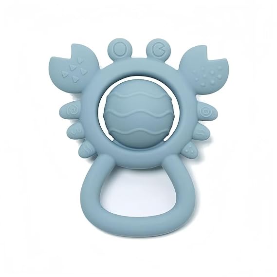 Baby Teething Toys Baby Rattle Toys Food Grade Silicone Rattles and Teethers for Newborn Soft Infants Toddlers Crab Shake Rattle Chew Toy BPA Free Babies Boy and Girl Gift