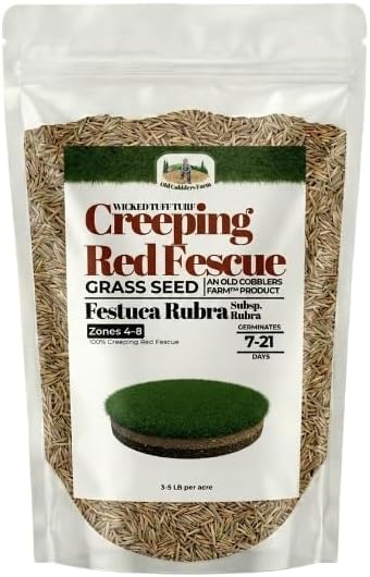Old Cobblers FarmTM Wicked Tuff Turf Creeping Red Fescue (Grasses) - Fine-Textured Grass Seed for Cool Season Lawns, Parks & Landscapes (5 lbs | 10 lbs | 15 lbs | 20 lbs) (5lbs)