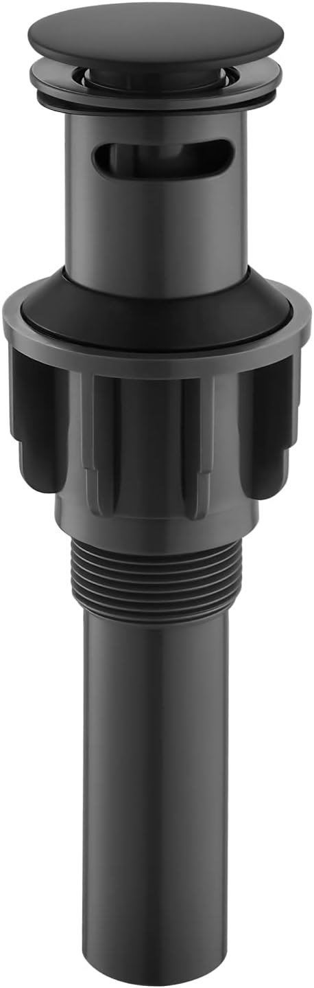 Bathroom Sink Drain,ABS Pop Up Drain Stopper for Vessel Lavatory Vessel Sink, Universal Kitchen Basin Pop-up Drain, Vanity Sink Drain Assembly,Matte Black,with Overflow