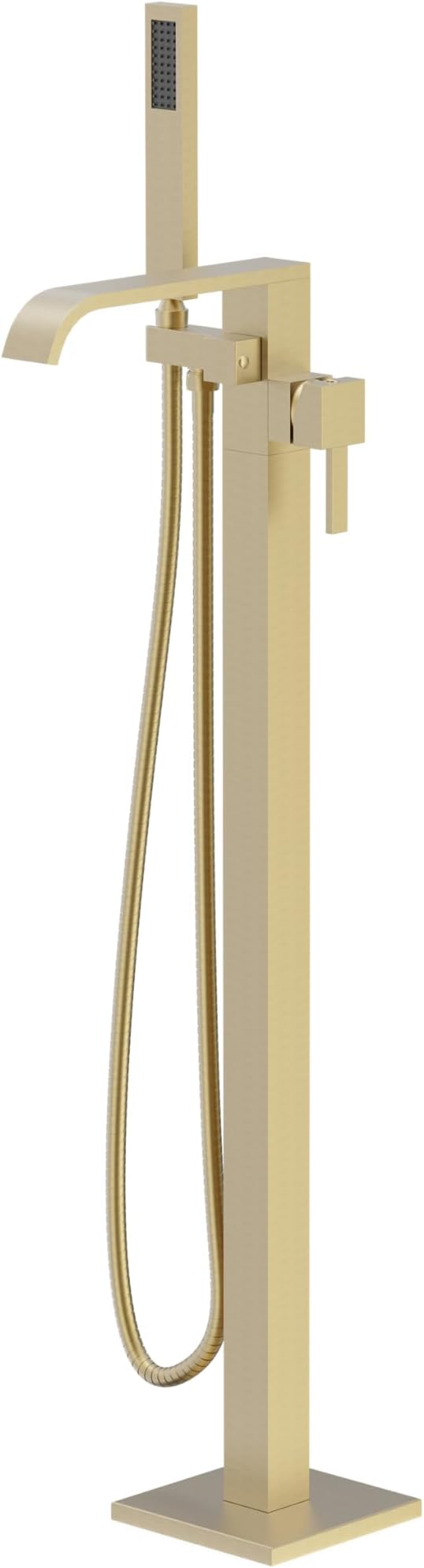 HEATGENE Waterfall Square Tub Filler with Handheld Shower, Brushed Gold