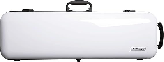 GEWA violin case AIR 2.1 - Made in Germany - white high-gloss - thermoplastic shell - lightweight/shatterproof - combination lock - accessory pocket/music pocket - backpack straps - side handle