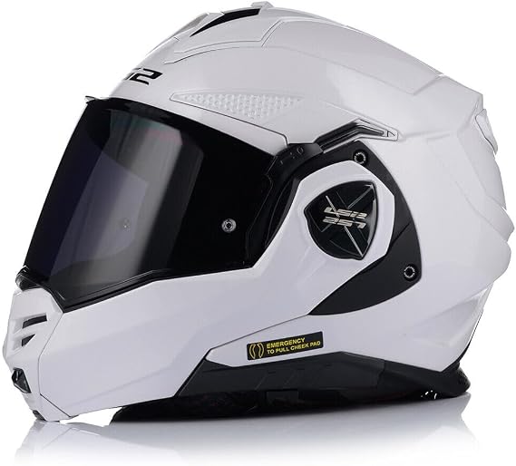 LS2 FF901 ADVANT X Flip-Front Motorcycle Motorbike Modular Helmet Dual Visor ECE22.06 Approved Full Face Jet Scooter Urban Touring Crash Helmet with Free Tinted Visor- White