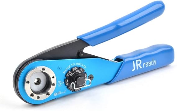JRready ACT-AS1 8 indent crimping tool design according M22520 1 01 for heavy duty circular rectangular electrical connector 38999 26482 etc. wire 12-26 awg 12 16 20 solid barrel contact
