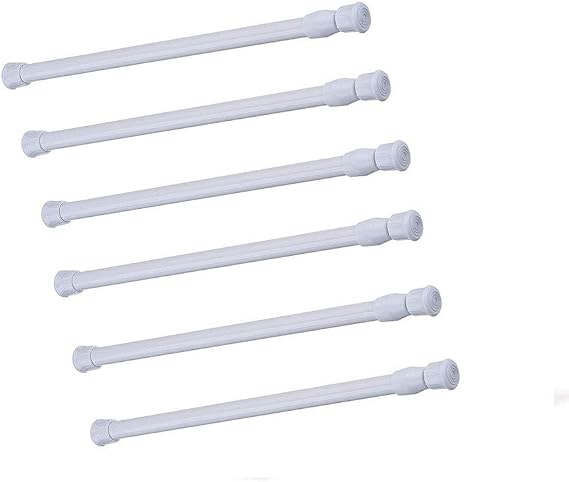 Cupboard Bars Tension Rods, 6 Pack Spring Tensions Rods 7-10.6 Inch Steel Adjustable Tension Curtain Rod Closet Rod Window Rods