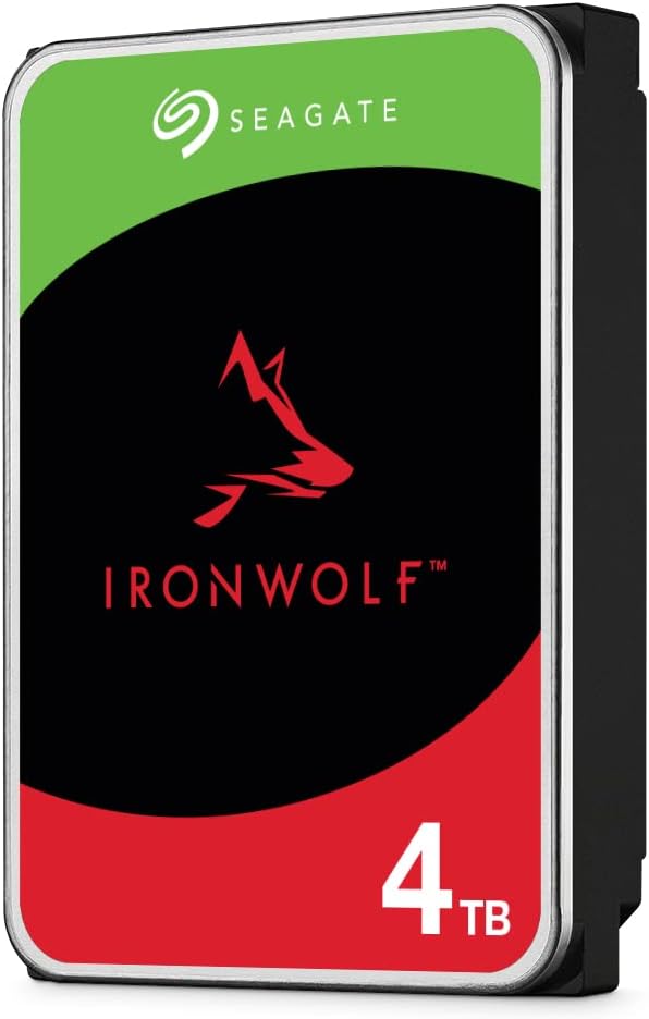 Seagate IronWolf, 4TB, NAS Internal Hard Disk HDD — CMR 3.5 Inch, SATA 6 Gbs, 5400 RpmMinute, 64 MB Cache, for RAID Networked Storage, Rescue Services ST4000VN006