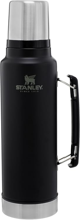 Stanley Classic Legendary Vacuum Bottle 1.5 qt | Wide Mouth with Leakproof Cup Lid | Keep Drinks Hot or Cold | Packable for Travel | Insulated Stainless Steel Thermal Bottle | BPA-Free | Matte Black