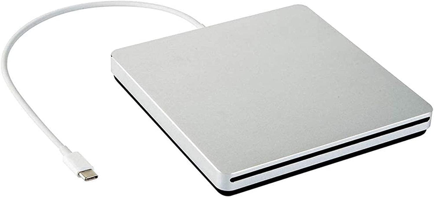 External CD DVD VCD Drive Player Portable Read and Write USB-C USB 3.0 Type-C Slim Optical Portable Burner for WindowMacXPVista High Speed Data Transfer Silver