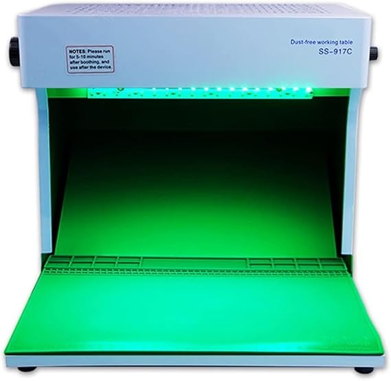 Vertical Laminar Flow Hood, Anti Dust Working Bench, Air Flow Clean Bench Workstation, Dust Free Room Aluminum Workbench with 2 Fans And 2 Led Lights, for Cell Phone Repair Workshop