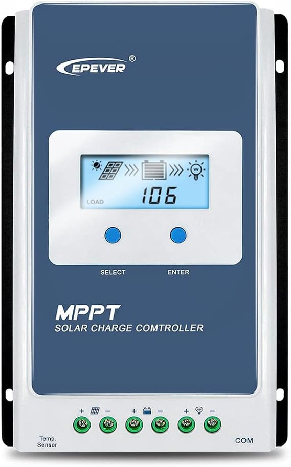 EPEVER 10A Solar Charge Controller MPPT Solar Panel Charge Controller 12V / 24V Auto Working Max PV 100V Solar Charge Battery Regulator with LCD Display for Gel Flooded Sealed Lithium Batteries