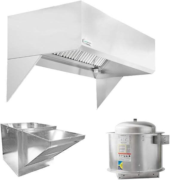HOODMART UL/NSF 4' Restaurant Hood System with Makeup Air & Fire Suppression | Includes Exhaust Fan, Supply Fan, Equipment Accessories | Heavy Duty Stainless Steel Commercial Kitchen Equipment