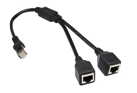 RJ45 Splitter Adapter, RJ45 Male 1 to 2 Female Port Ethernet Socket Connector, Splitter LAN Ethernet Network Plug Cable for Cat5 Cat5e Cat6 Cat7