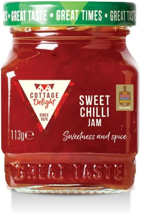 Cottage Delight Sweet Chilli Jam, Sweet Spicy Spread with Habanero & Pepper, Chilli Relish & Dip, Jar with Fruity Fiery Sauce for Cheese, Snacks & Creative Recipes, British Delicatessen