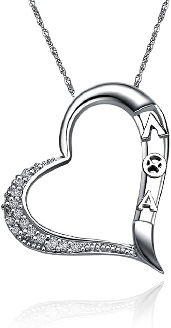 Lambda Theta Alpha Necklace with a 18" Silver Chain - Embedded Heart (LTA-P004)
