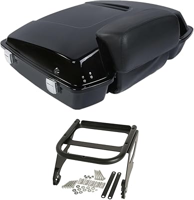 TCMT 5.5 Razor Motorcycle Trunk Box Backrest Rack Fits For Harley Touring 1997-2008 Road Glide Street Glide Electra Glide Road King 1997-2008 Style A- Pack