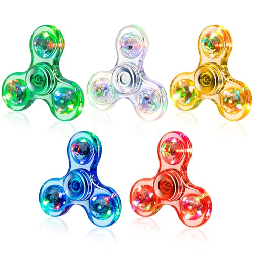FIGROL 5 Pack Fidget Spinner, Light Up Fidget Spinners for Kids-Glow in The Dark Fidget Toy Party Favors Goodie Bag Stuffers Classroom Prizes